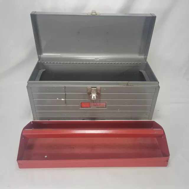 Vintage Craftsman Gray Tool Box With 2 Red Drawers Top Box Crown Logo No  Key