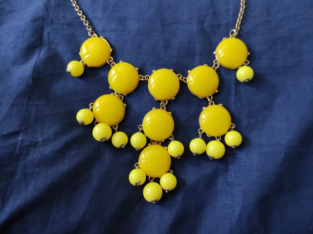 Yellow Statement Bib Necklace Acrylic Lemon Drop Bubble Station