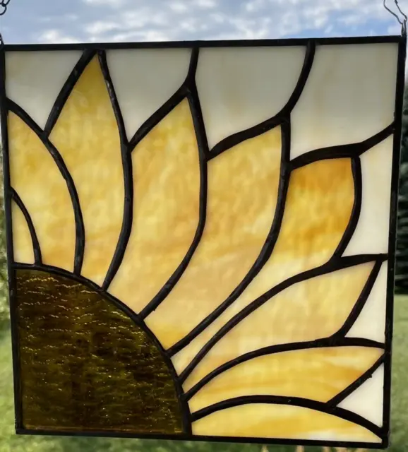 Sunflower Stained Glass Panel Window Suncatcher  8”x 8” - Sunflower - Flower