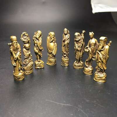 8PC Old Chinese Buddha Brass copper the Eight Immortals statue RN