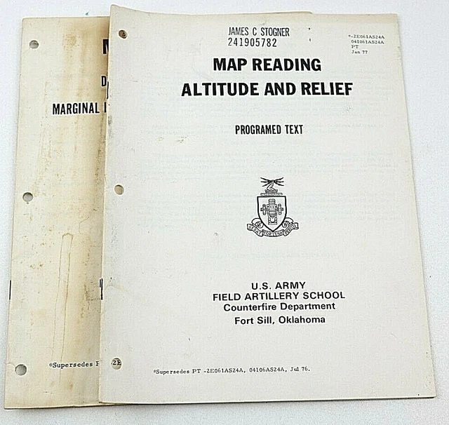 MAP READING ALTITUDE And Relief 1977 Programed Text U.s. Army Field