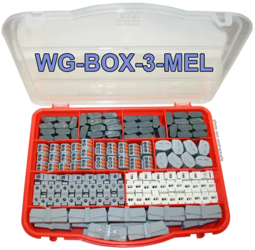 Boite d'assortiment de 174 bornes WAGO mélange WG-BOX 3-MEL