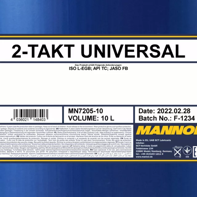 10 (1x10) litros MANNOL 2 tiempos universal 2-T aceite de motor 2