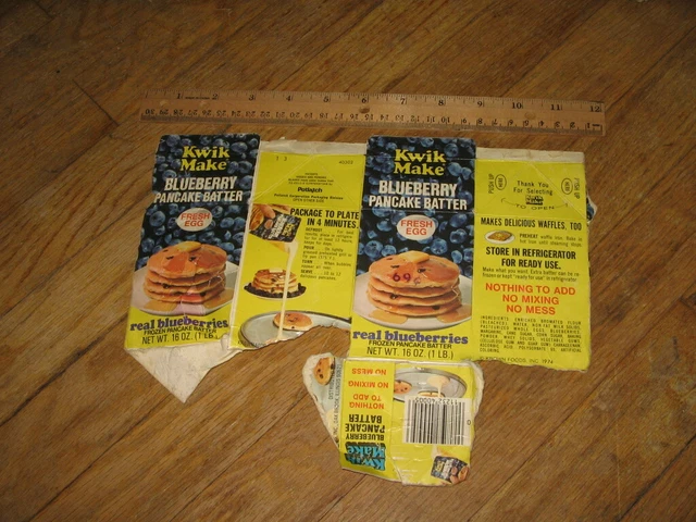 1974 KWIK MAKE blueberry pancake batter vintage food box