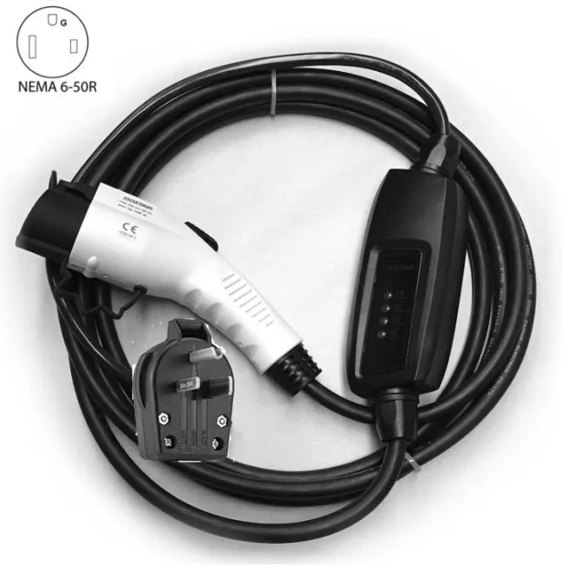 Electric Vehicle Charger EVSE 240v Level 2 Car Nema 6-50 Plug To J1772 Duosida