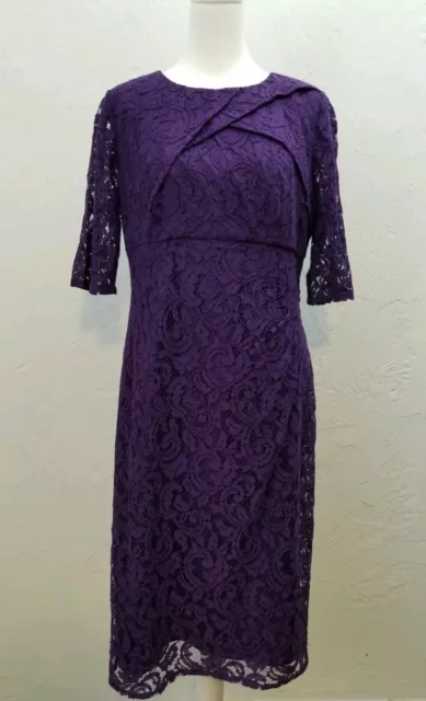 Adrianna Papell Size 12 Purple Lace Layered Sheath Dress