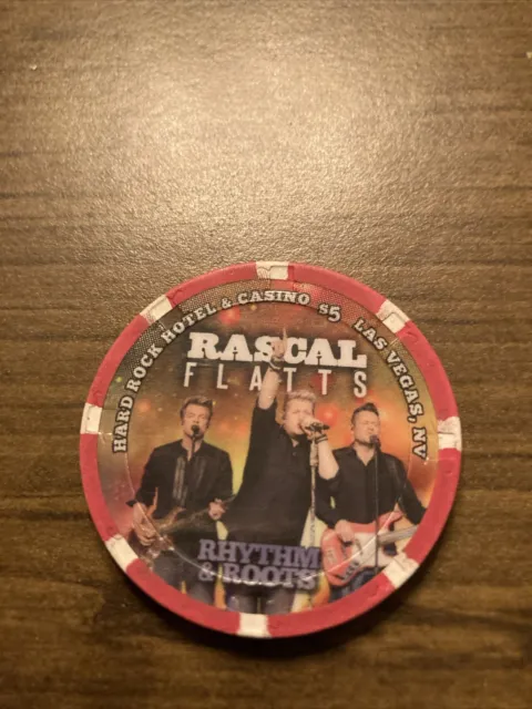 $5  hard rock rascal flatts casino chip las vegas obsolete super rare