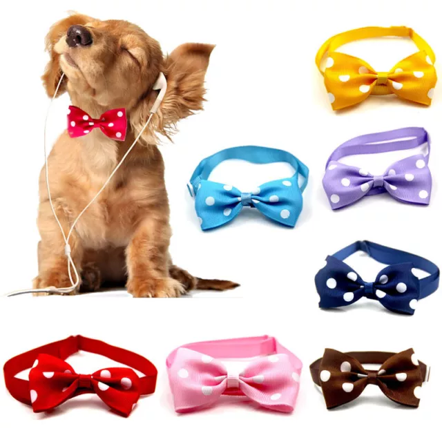 Dots Pattern Ribbon Dog Bow Ties Puppy Small Dogs Cats Pet Webbing Ties Collar