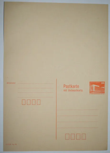 DDR - Postkarte mit Antwortkarte - 10 Pf. orange 1980 - Palast der Republik