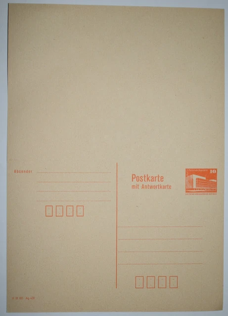 DDR - Postkarte mit Antwortkarte - 10 Pf. orange 1980 - Palast der Republik