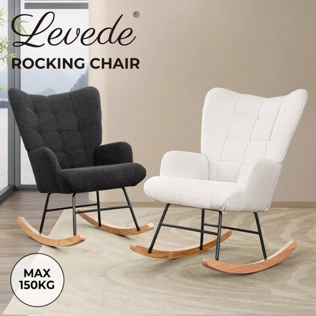 Levede Rocking Chair Rocker Accent Tub Armchair Lounge Sofa Backrest Fleece