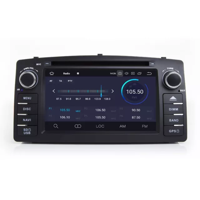 Auto Satnav Radio per Toyota Corolla E120 Ex Android 10.0 DAB GPS Stereo Wifi 7 2