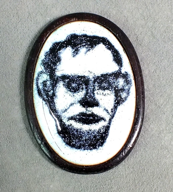 VINTAGE ARTIST LEWIS KERN Hand Crafted ENAMEL WOOD Mini ART PLAQUE