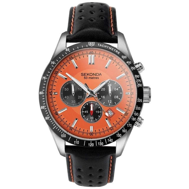 Sekonda Velocity Sports Watch Chronograph Mens Burnt Orange Dial 30020