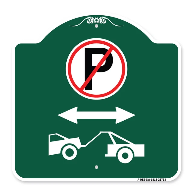 Designer Series - No Parking - Tow Away Zone (With Graphic) Heavy Gauge Aluminum