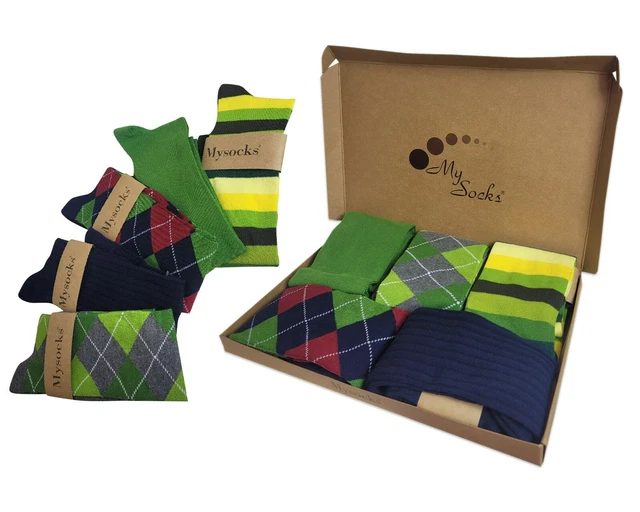 MYSOCKS 5 Paires Multi Design Unisexe Hauteur Genou Chaussettes Cadeau Boite
