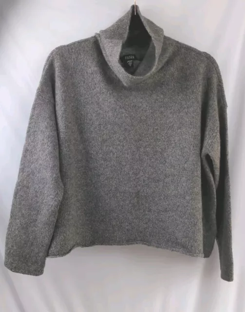 Eileen Fisher Women's Turtleneck Knit Sweater Size XL Grey/Brown Merino Wool