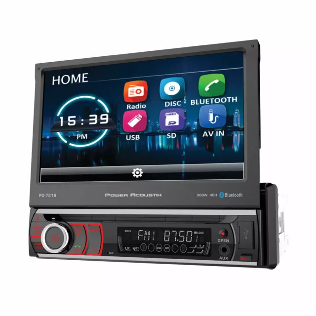 Power Acoustik PD-721B 1 DIN FLIP UP CD/DVD/MP3 Player 7" Bluetooth SD USB Input