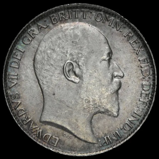 1902 Edward VII Silver Sixpence, A/UNC