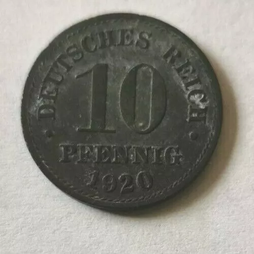 Deutsches Reich  10 Pfennig 1920. German Empire