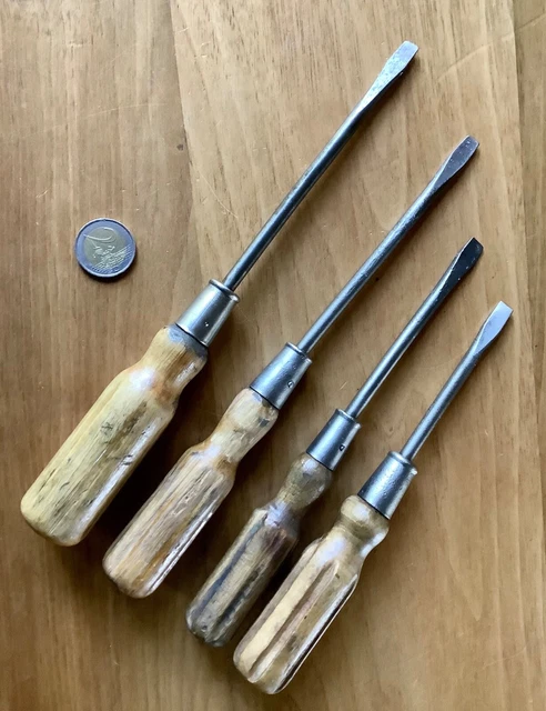 Vieux Tournevis Ancien En Fer Forgé – Outil Vintage Bricolage – Modèle Plat Acier