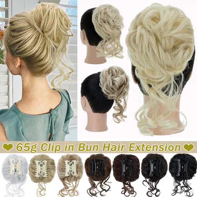 Jaw Clip on in Messy Bun Hairpiece Extension Hair Claw Clip Wedding Updo Natural
