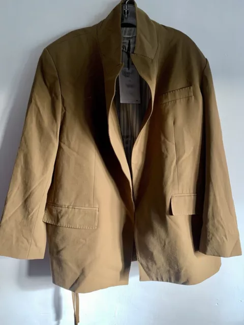 Giacca Blazer H&M Edizione Limitata Studio Cosciente Khaki Misto Lino Nuova Con Etichette Taglia:12