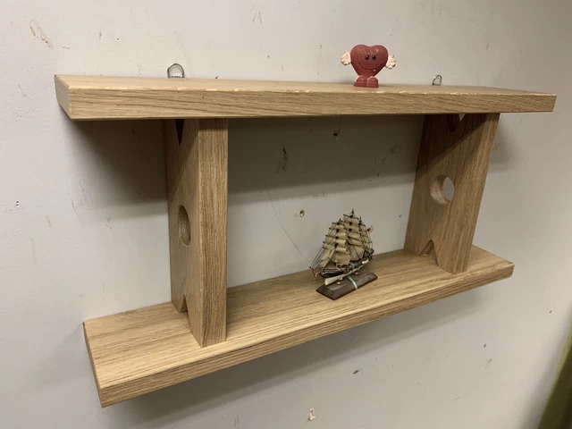 Reclaimed Oak Hard wood Rustic SHELF WALL  handmade