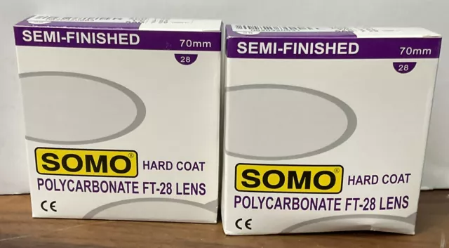 Pair of R&L somo semi-finished 70mm base 4.00 add 1.00 polycarbonate FT-28 lens