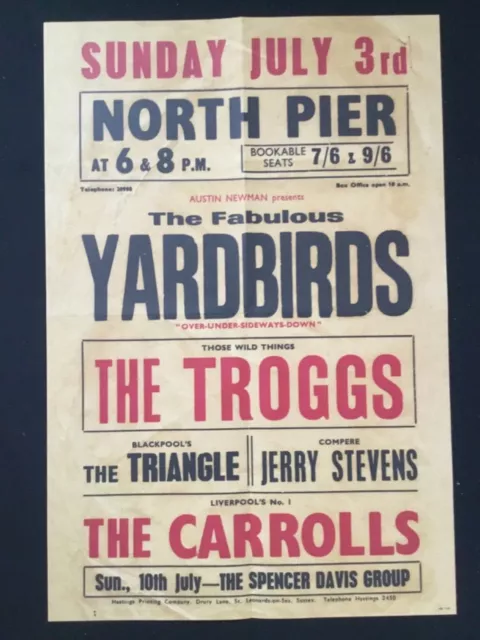 1966 THE YARDBIRDS (PART LED ZEPPELIN) POSTER , NORTH PIER , BLACKPOOL *(Repro)*