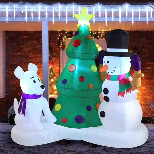 6 pieds de haut décoration gonflable de Noël bonhomme de neige avec snowdog et arbre de Noël