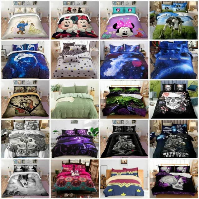 Duvet Cover Quilt Cover Bedding Set with Pillow Cases Single Double King Size UK