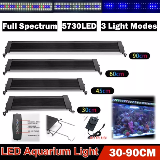 30-90CM Aquarium Light Fish Tank LED Lighting Full Spectrum Aqua Plant Lamp AU