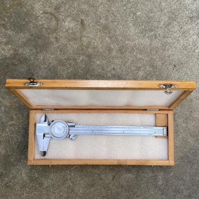 Vintage Helios Germany Dial Caliper With Wooden Box