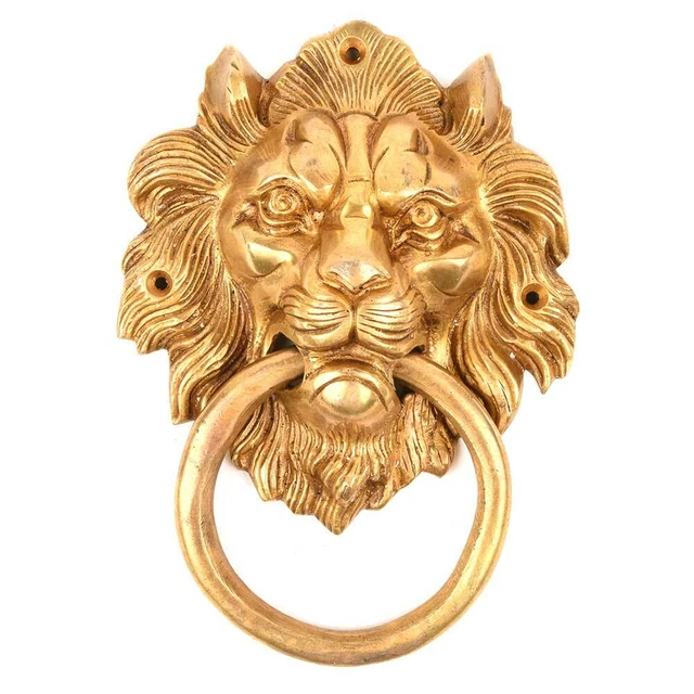Grand anneau de cloche en laiton avec poignées de lion