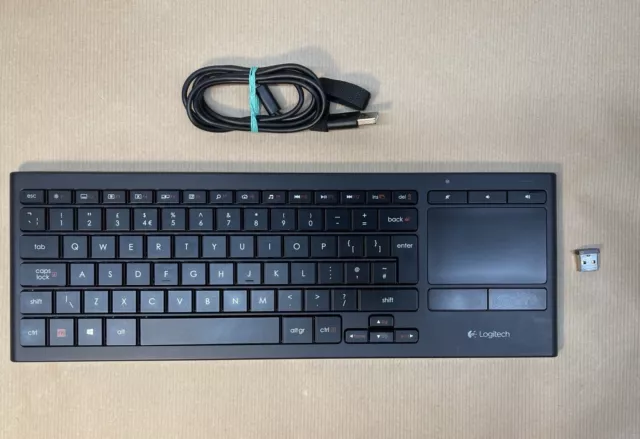 Logitech K830 Illuminated Living Room Wireless Keyboard with Receiver & Cable