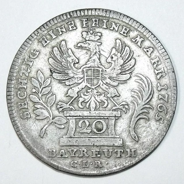 BRANDENBURG-BAYREUTH - Friedrich Christian (1763-69) 20 Kreuzer 1765-CLR Silver