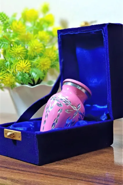 Mini urna de cremación de recuerdo pequeña para cenizas humanas, rosa con...
