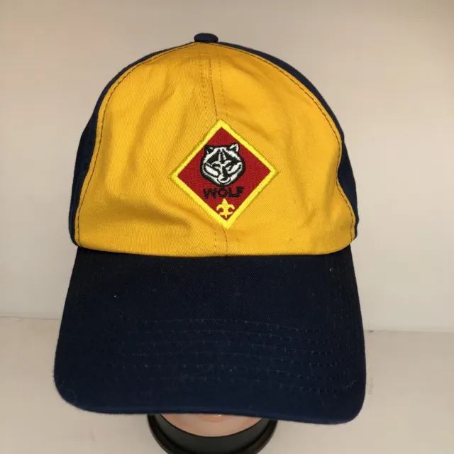 Youth Cub Scout Wolf Baseball Hat Cap M/L with Wolf Emblem on Front  EUC