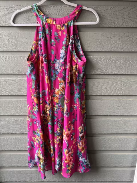 BETSEY JOHNSON Women's FLORAL HALTER DRESS Pink Red Blue Size 6