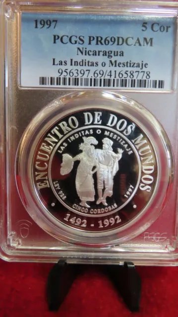 1997 Nicaragua Las Inditas o Mestizaje 5 Cordobas  PCGS PR69 Ibero-American Seri 2