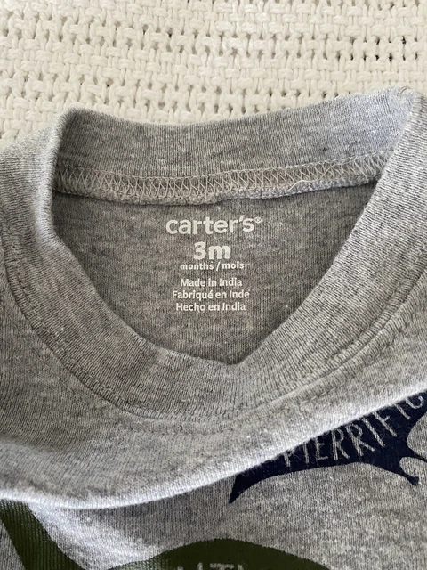 Carters Baby Boy Size 3 Months Green and Gray Dinosaur Pants Outfit 3