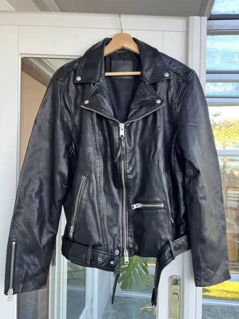 AllSaints All Saints Mens Wick Biker Leather Jacket Size Large