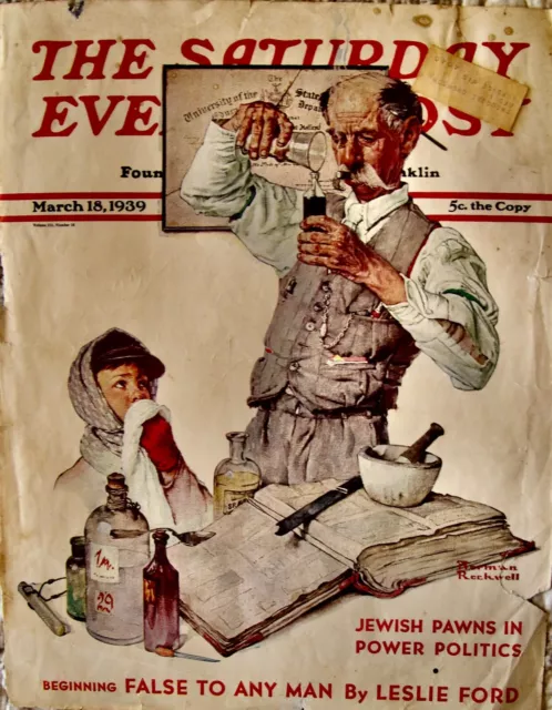 Sat Eve Post ,Rockwell, Cover March 18,1939 "Pharmacist" Not a reprint Org