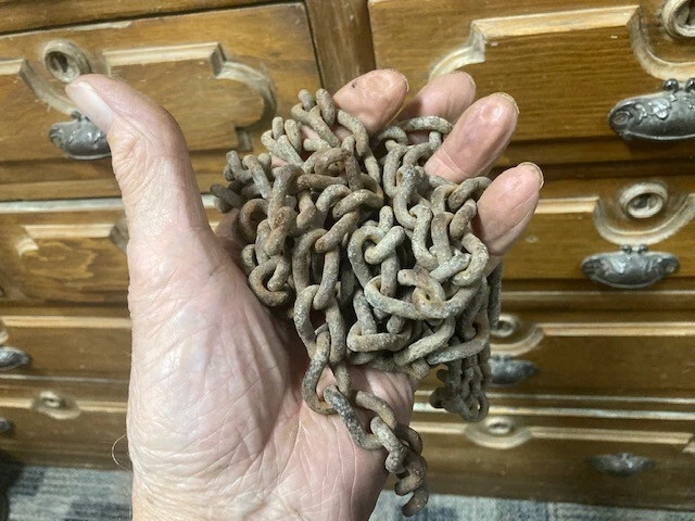 vintage Twisted Iron Chain Hanging Kitchen Rustic Farm Tool Steampunk light