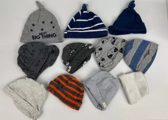 Baby Boy Newborn Beanie Hats 0-6 Months Carters Rising Star Gerber Lot Of 11