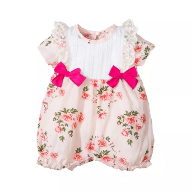 Newborn Infant Baby Girls Floral Lace Bow Romper Bodysuit Clothes 2