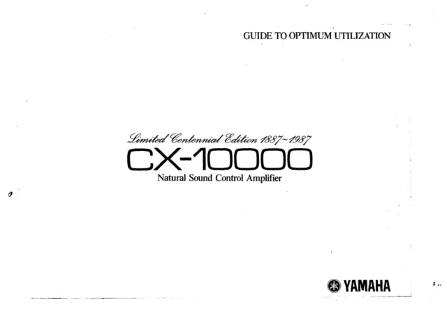 Bedienungsanleitung-Operating Instructions pour Yamaha CX-10000