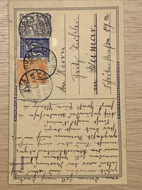 Briefmarken Postkarte Deutsches Reich nach Weimar 1922