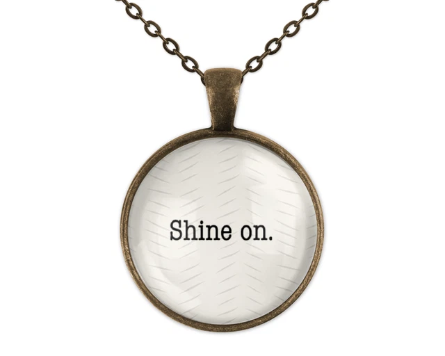 Shine On Empowerment Boho Bronze Glass Pendant Necklace New 20 Inch